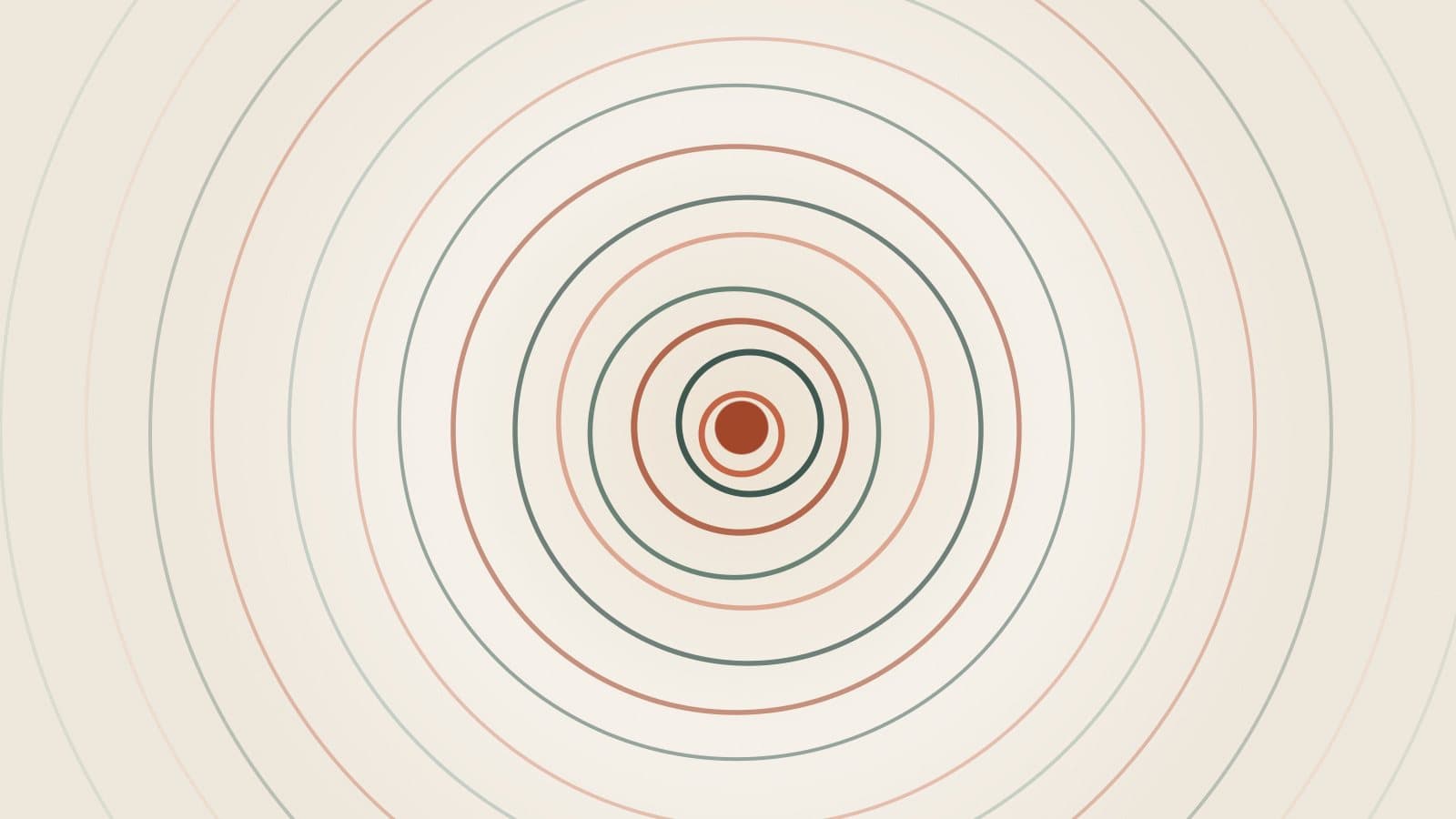 Concentric rings in clay and forest tones, evoking the growth rings of a tree